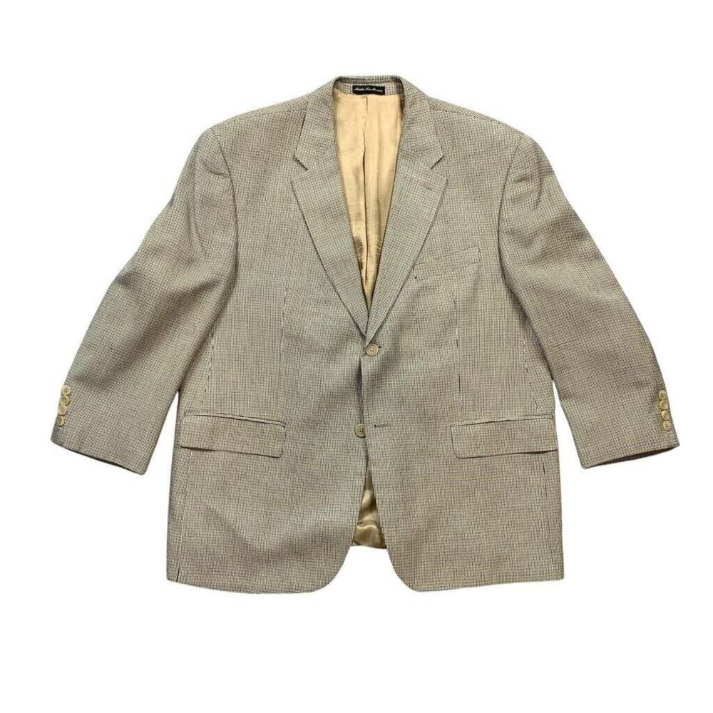 Ralph by Ralph Lauren Blazer Mens 44 Cream Black Silk 2 Button Suit Jacket